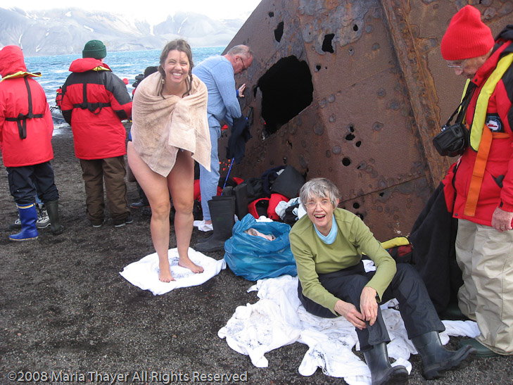 Getting dressed after the dip...