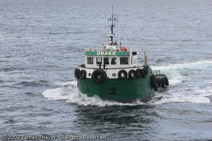 The pilot boat approacheth