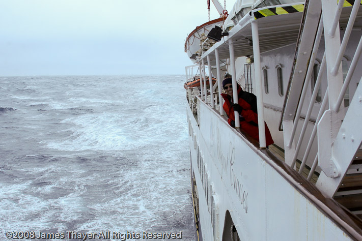 Marieke onboard M/S Andrea in the Drake Passage