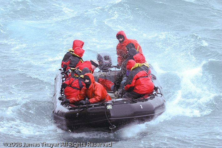 With 30 knot winds, the return to the ship was very wet and cold...