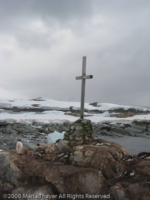 This cross memorializes three members of the British Antarctic Survey who perished while crossing the sea ice.