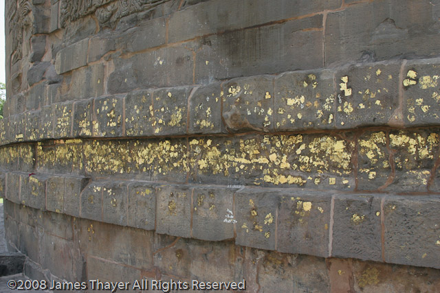 Gold leaf left by worshippers