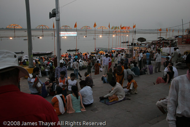 Night scene at the ghats on the Ganges