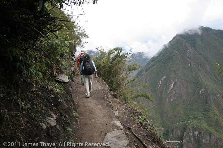 The trail to the Inca Bridge. This is Marieke and Margola. And yes, it is a long way down.