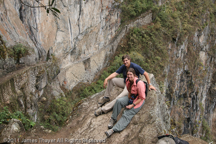 Jim and Marieke in the foreground. The Inca Bridge in the background.