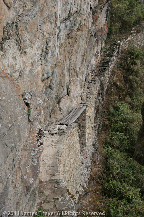 The Inca Bridge. This was a defensive work -- by removing the logs, the trail is blocked.