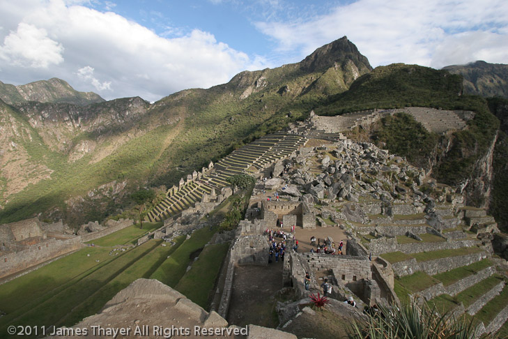 Looking from the House of the High Priest back toward Machu Picchu mountain.