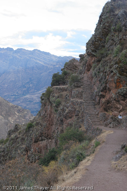 Trails in a vertical landscape.