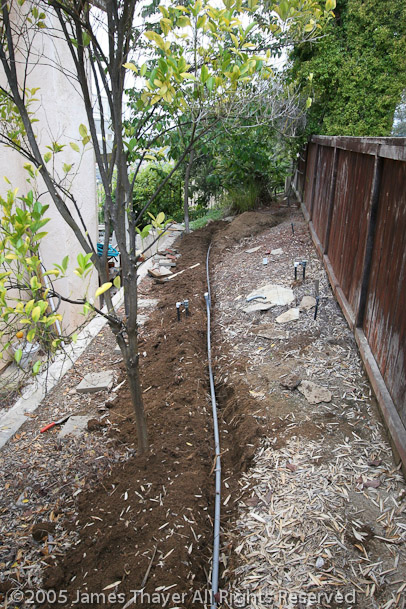 Laying conduit for switch wiring.
